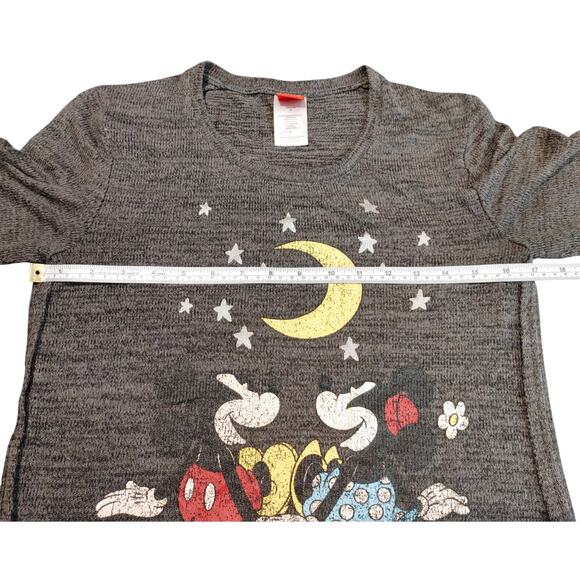 Disney Mickey Mouse & Minnie Mouse Night Sky Knit Sweater Heather Gray Womens M - Picture 5 of 5
